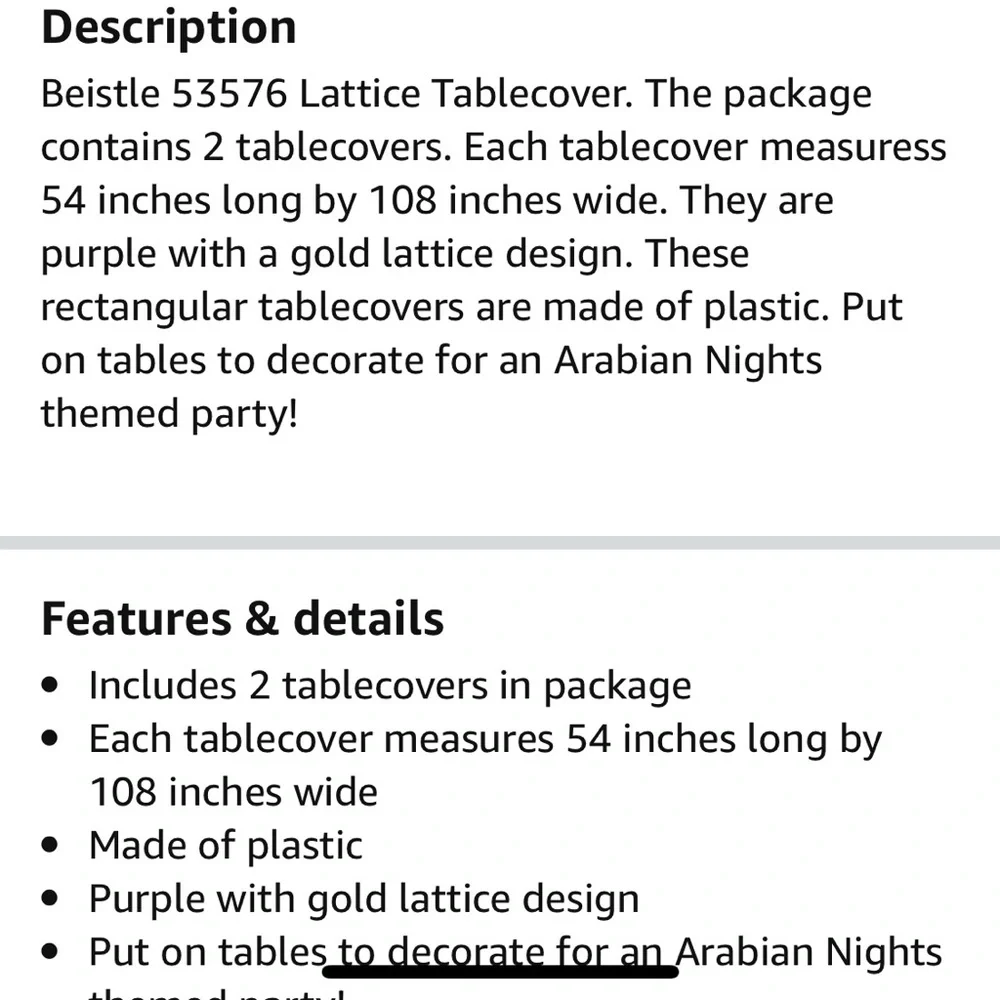 🆕Purple & gold lattice tablecloth Arabian nights